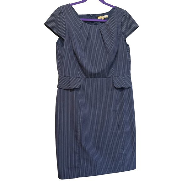 Alex Marie Straight Dress Cap Sleeve Light Black White Stripe Women's Size 14 - Picture 1 of 12